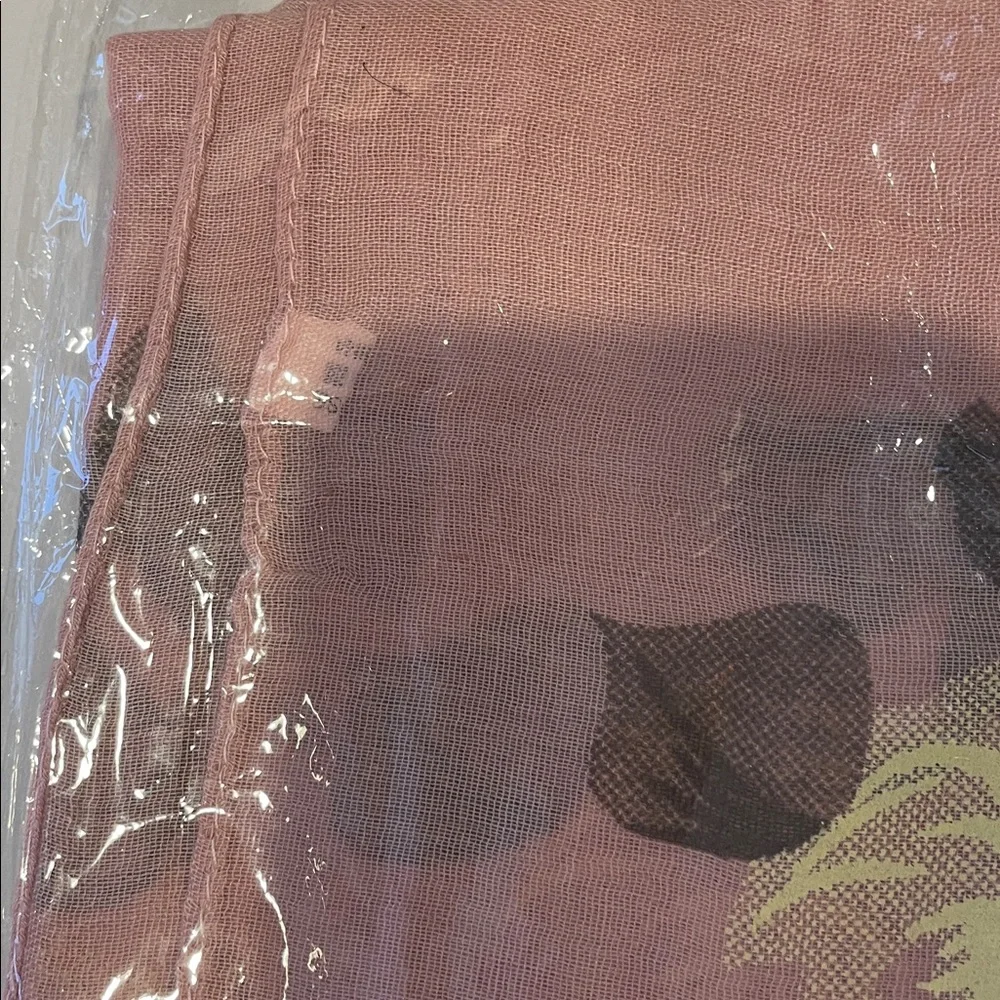 Floral Pink Sheer wrap with Yellow Roses 100% viscose 26x72 oversized scarf